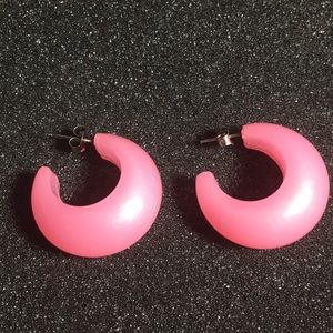 Vintage plastic pink hoops